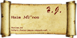 Haim János névjegykártya
