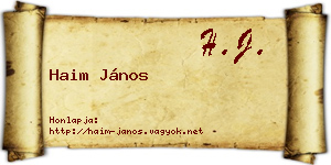 Haim János névjegykártya